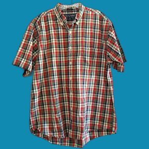 Abercrombie Fitch Y2K Big Shirt Short Sleeve Plaid Button Down M Country Grandpa